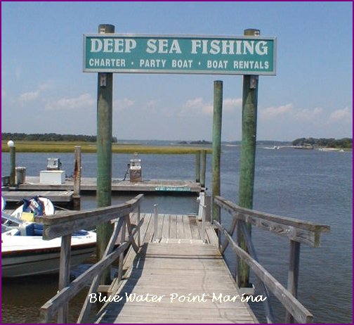 Oak Island-Blue Water Point Marina Fishing Sign